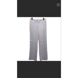 Express Pants Womens 4 Editor Linen Blend Wide Leg Trouser Striped Pink White